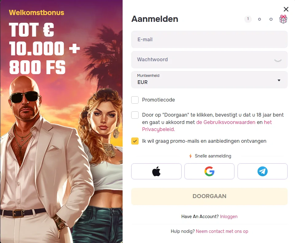 GTBET Casino: registratie