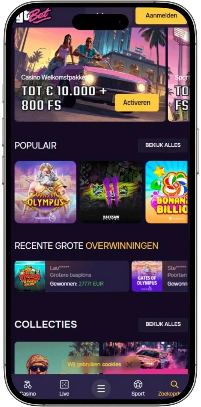 Mobiel spelen bij GTBET
